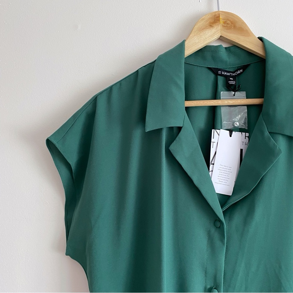 41 Hawthorn Green Cap Sleeve Button Down Shirt